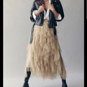 Anthropologie Tan Maxi Skirt